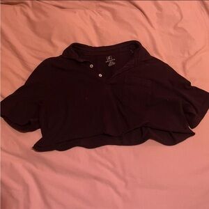 Women's Black Cropped Polo Shirt
